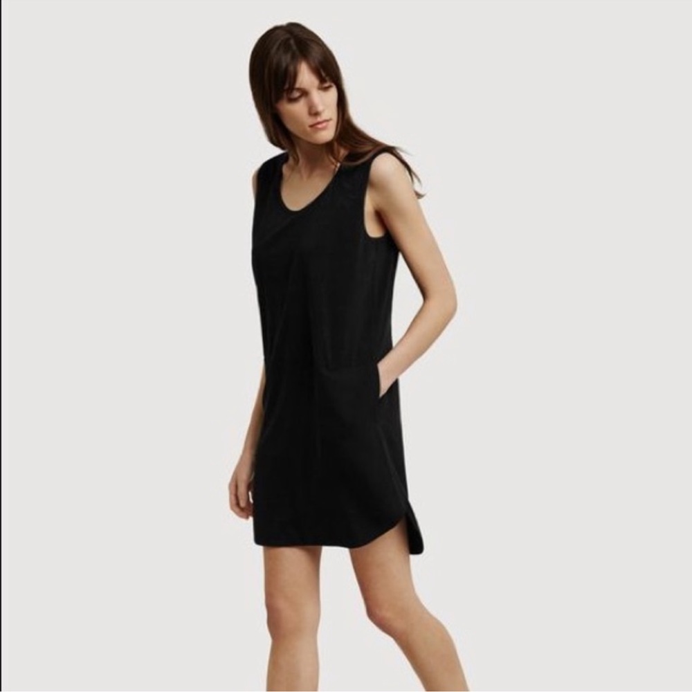 Kit And Ace Union Shift Black Dress Size 8 Hidden Pockets Cotton Cashmere Blend
